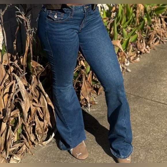 True Religion Flare Jeans Womens Blue Joey Bootcut Low Rise Twisted Seam USA 30 - Picture 9 of 9
